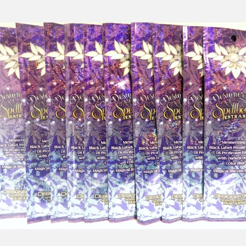 10 PACKETS SPELLBOUND ENTRANCED 24X BRONZER TANNING BED LOTION BY DESIGN…